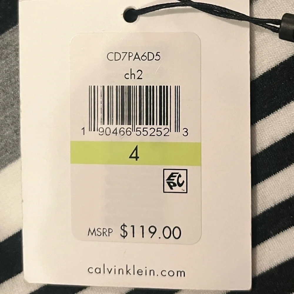NWT Calvin Klein Black White Gray Sleeveless Striped Shift Sheath Dress - Picture 5 of 6